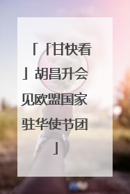 「甘快看」胡昌升会见欧盟国家驻华使节团