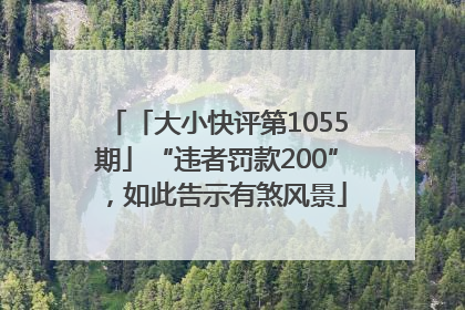 「大小快评第1055期」“违者罚款200”，如此告示有煞风景