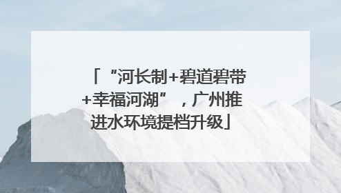 “河长制+碧道碧带+幸福河湖”，广州推进水环境提档升级