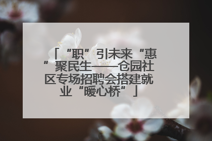 “职”引未来“惠”聚民生——仓园社区专场招聘会搭建就业“暖心桥”
