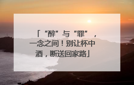 “醉”与“罪”，一念之间！别让杯中酒，断送回家路