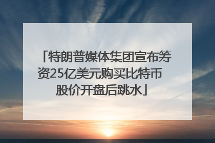 特朗普媒体集团宣布筹资25亿美元购买比特币 股价开盘后跳水