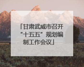 甘肃武威市召开“十五五”规划编制工作会议