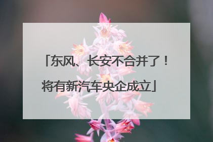 东风、长安不合并了！将有新汽车央企成立