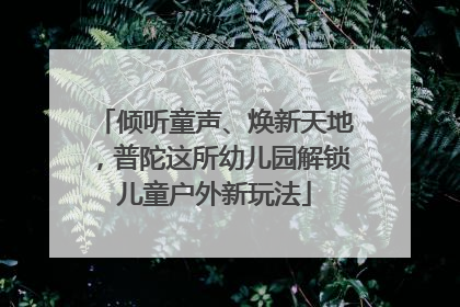 倾听童声、焕新天地，普陀这所幼儿园解锁儿童户外新玩法