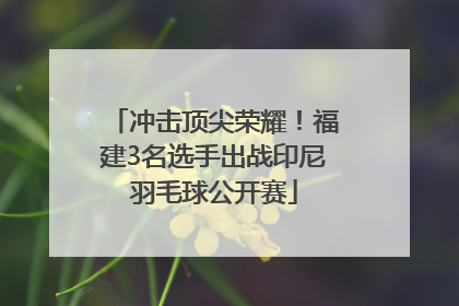 冲击顶尖荣耀！福建3名选手出战印尼羽毛球公开赛