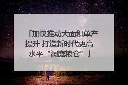 加快推动大面积单产提升 打造新时代更高水平“洞庭粮仓”