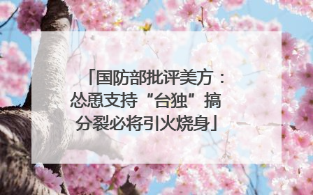 国防部批评美方：怂恿支持“台独”搞分裂必将引火烧身