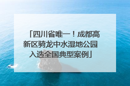 四川省唯一！成都高新区骑龙中水湿地公园入选全国典型案例