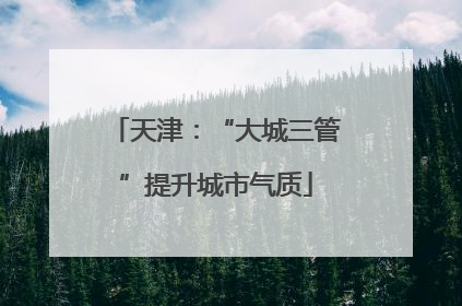 天津：“大城三管”提升城市气质