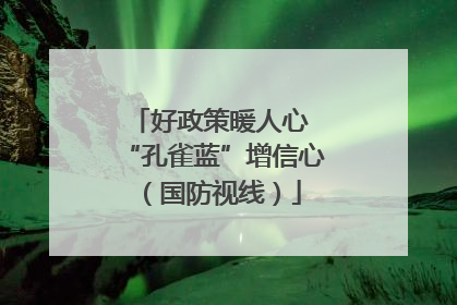 好政策暖人心 “孔雀蓝”增信心（国防视线）