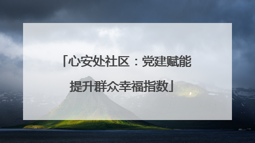心安处社区：党建赋能 提升群众幸福指数