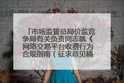 市场监管总局价监竞争局有关负责同志就《网络交易平台收费行为合规指南（征求意见稿）》答记者问