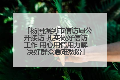 杨国强到市信访局公开接访 扎实做好信访工作 用心用情用力解决好群众急难愁盼