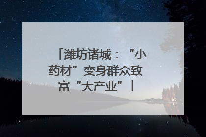 潍坊诸城：“小药材”变身群众致富“大产业”