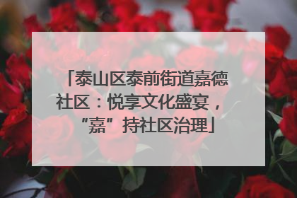 泰山区泰前街道嘉德社区：悦享文化盛宴，“嘉”持社区治理