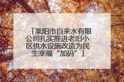 莱阳市自来水有限公司扎实推进老旧小区供水设施改造为民生幸福“加码”