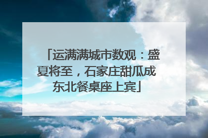 运满满城市数观：盛夏将至，石家庄甜瓜成东北餐桌座上宾