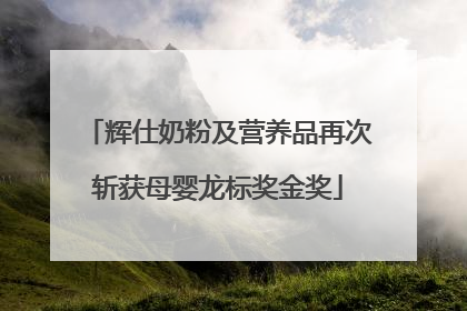 辉仕奶粉及营养品再次斩获母婴龙标奖金奖