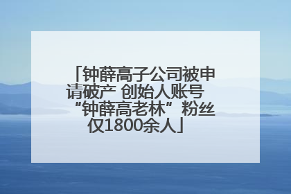钟薛高子公司被申请破产 创始人账号“钟薛高老林”粉丝仅1800余人
