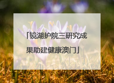 镜湖护院三研究成果助建健康澳门
