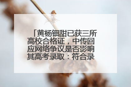 黄杨钿甜已获三所高校合格证，中传回应网络争议是否影响其高考录取：符合录取条件就能录取