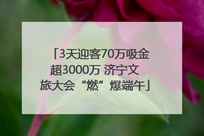 3天迎客70万吸金超3000万 济宁文旅大会“燃”爆端午
