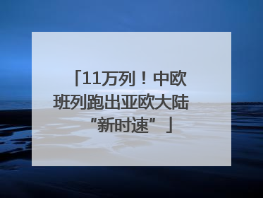 11万列！中欧班列跑出亚欧大陆“新时速”