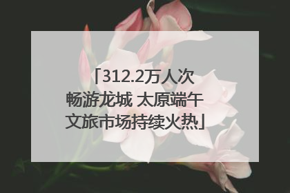 312.2万人次畅游龙城 太原端午文旅市场持续火热