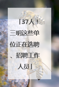 37人！三明这些单位正在选聘、招聘工作人员