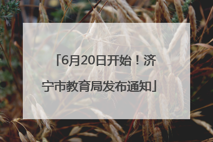 6月20日开始！济宁市教育局发布通知