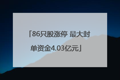 86只股涨停 最大封单资金4.03亿元
